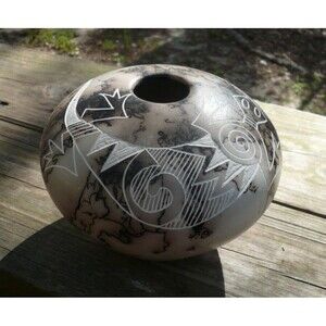 Acoma Pueblo Gary Yellow Corn Lewis Horse Hair Pottery Vase Native American NM